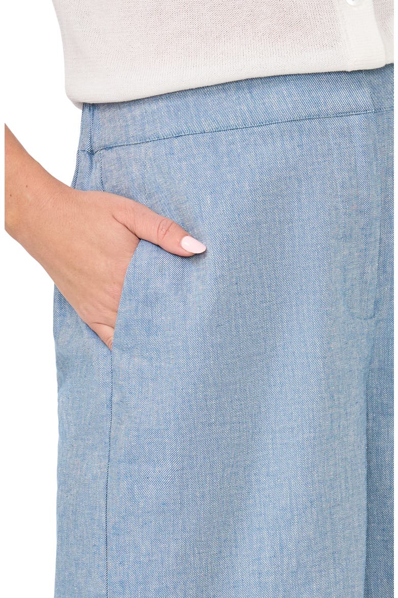 Chambray Pintuck Cotton & Linen Blend Shorts, Alternate, color, MEDIUM CHAMBRAY