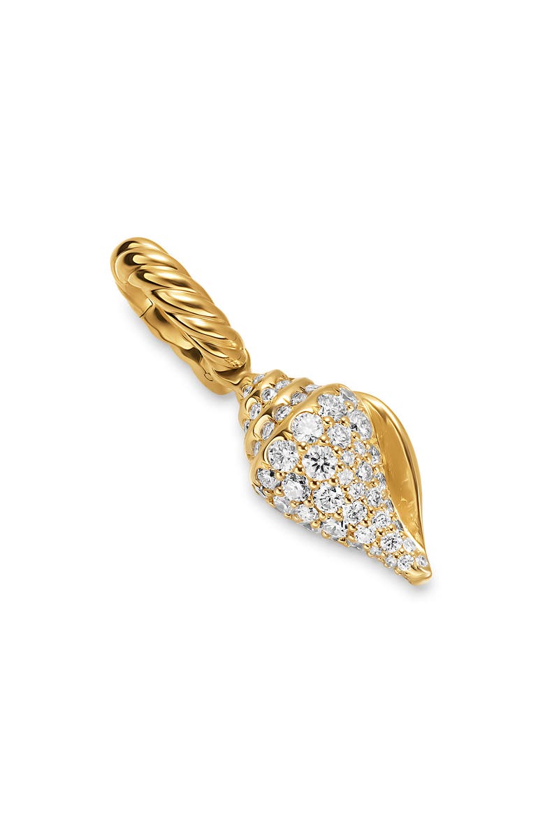 Pavé Diamond Shell Amulet in 18K Gold, Main, color, GOLD