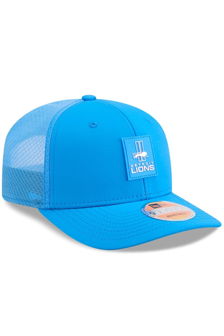 Men's New Era Blue Detroit Lions 2025 Sideline Throwback 9SEVENTY Trucker Adjustable Hat, Alternate, color, Blue