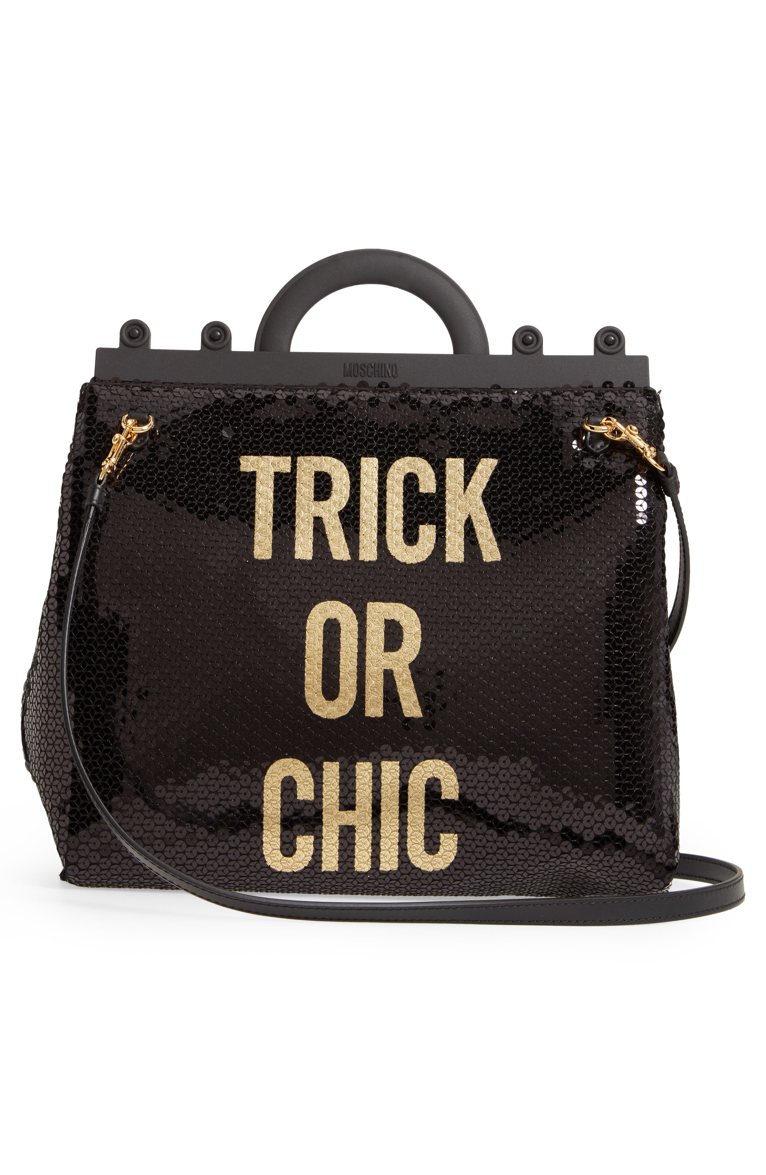 Moschino Trick or Chic Sequin Shoulder Bag, Alternate, color, 