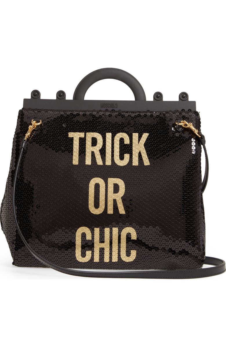 Moschino Trick or Chic Sequin Shoulder Bag, Alternate, color,