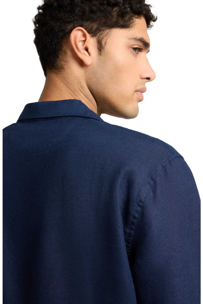 Linen Long Sleeve Popover Shirt, Alternate, color, MIDNIGHT