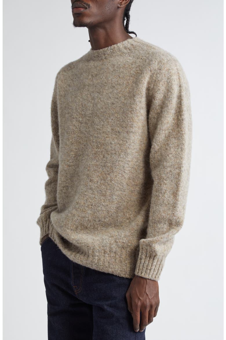 Brushed Shetland Wool Sweater, Alternate, color, OUTMEAL MELANGE