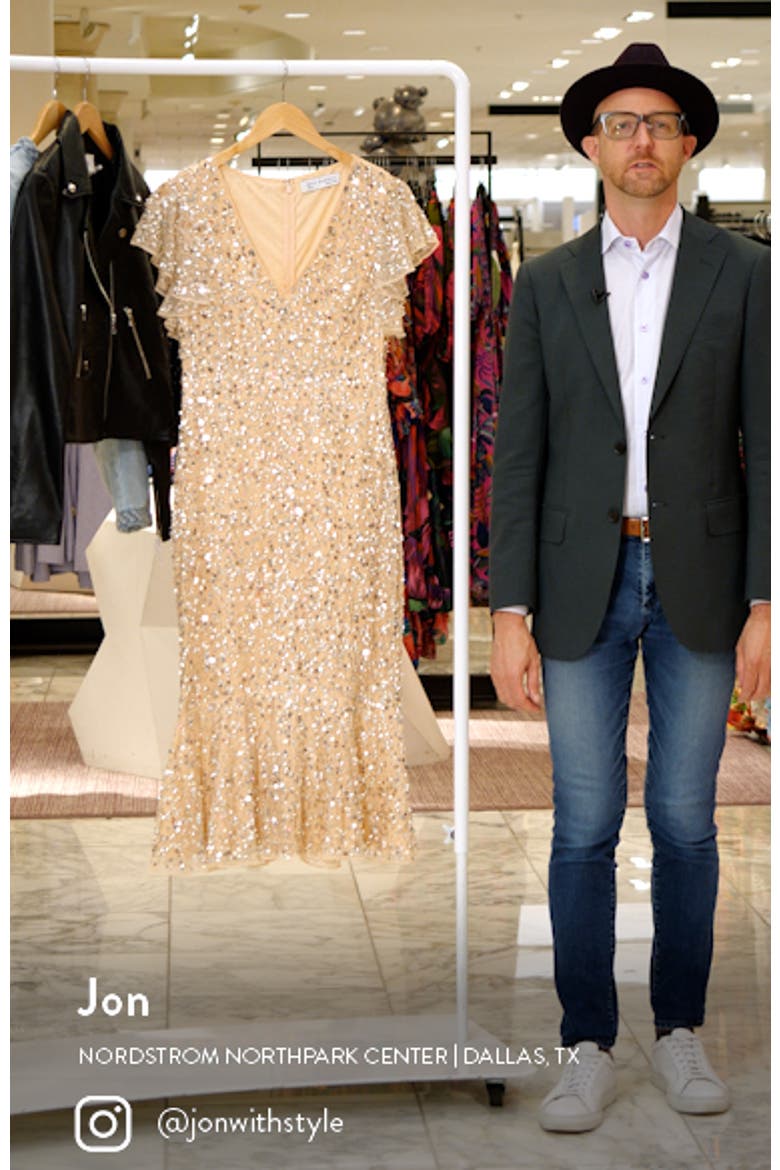 Sequin Ruffle Midi Gown video