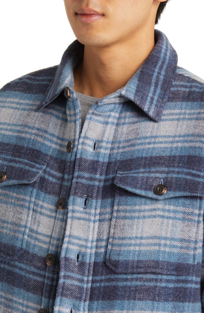 Faherty High Pile Fleece Lined Organic Cotton Blend Shirt Jacket, Alternate, color, 