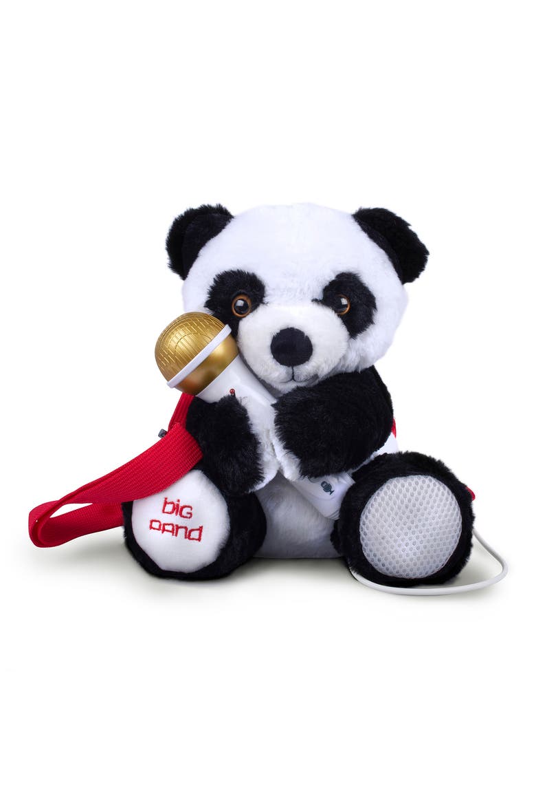 Plush Panda Bear Toy with Sing Along Microphone, Main, color, BLACK AND PINK