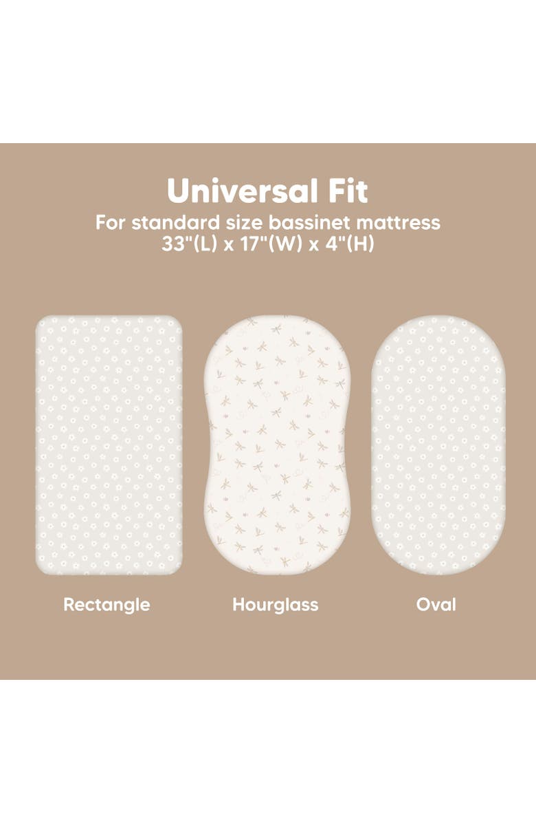 KeaBabies 2-Pack Soothe Fitted Bassinet Sheets, Alternate, color, Meadow