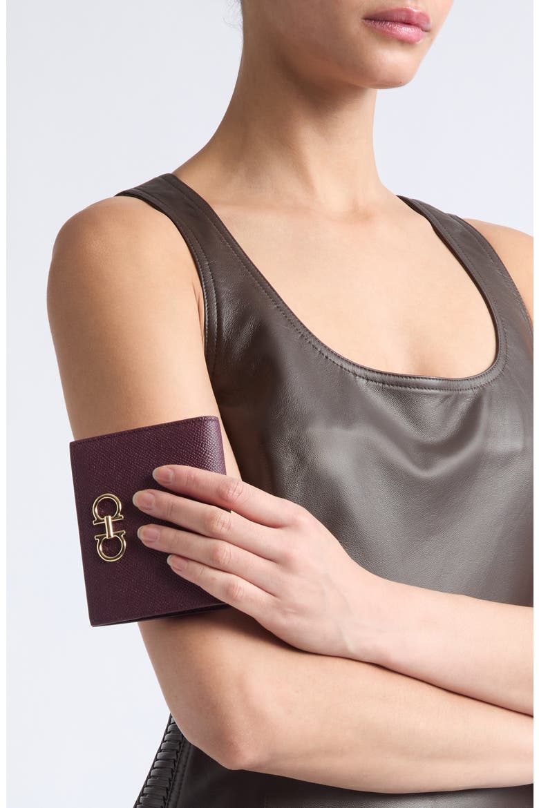 Gancini Leather French Wallet, Alternate, color, PLUM