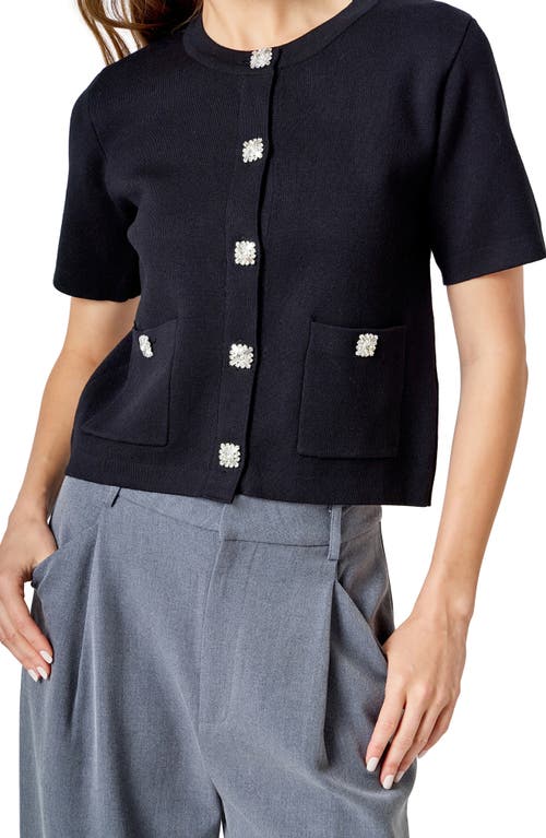 Endless Rose Short Sleeve Cardigan In Black