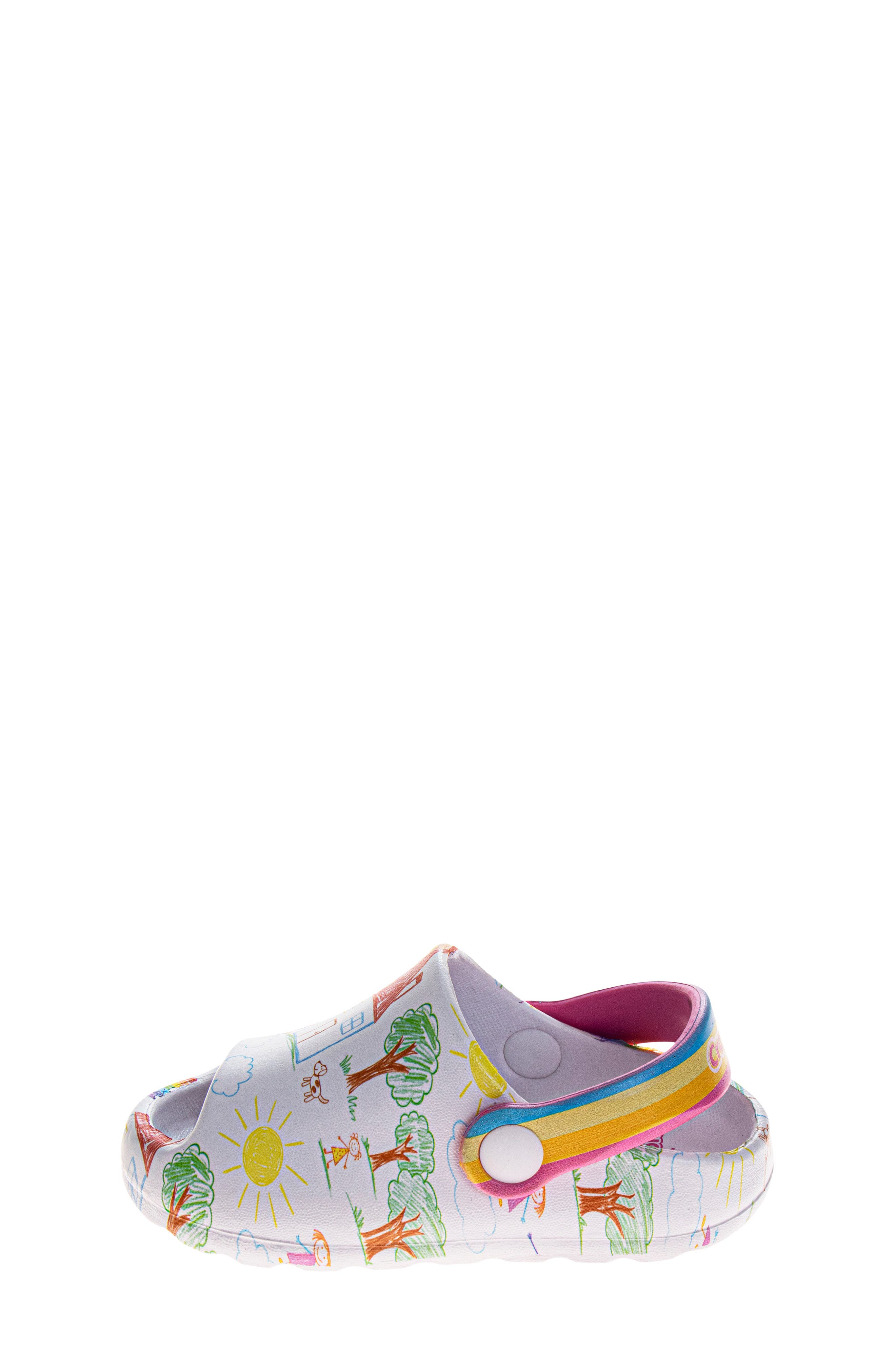 Kids' Rainbow Graphic Clog, Alternate, color, WHITE MULTI
