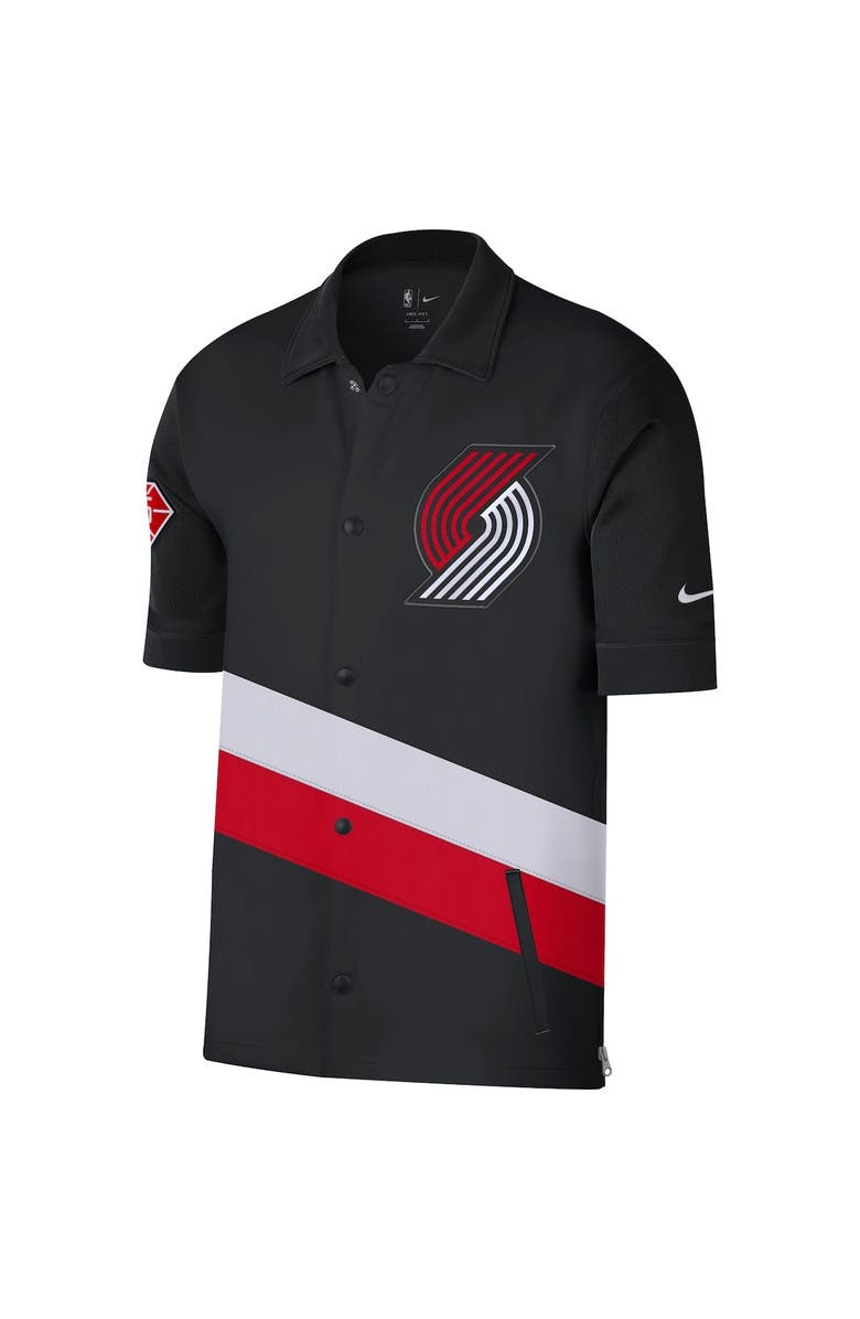 Nike Men's Nike Black/Red Portland Trail Blazers 2021/22 City Edition Therma Flex Showtime Short Sleeve Full-Snap Collar Jacket, Alternate, color, 