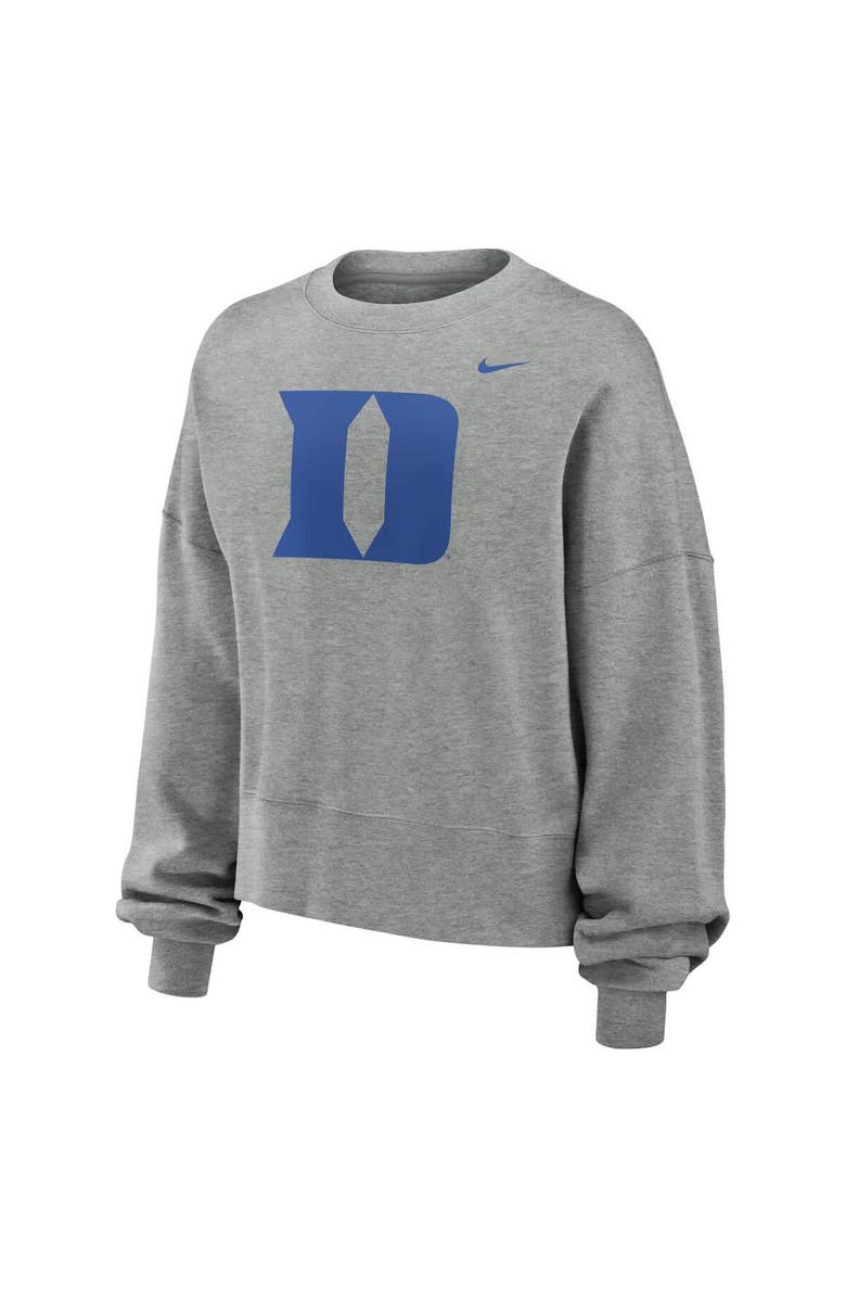 Nike Women's Nike Heather Gray Duke Blue Devils Oversized Essential Pullover Sweatshirt, Alternate, color, 