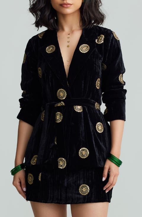 Nala Embroidered Velvet Blazer