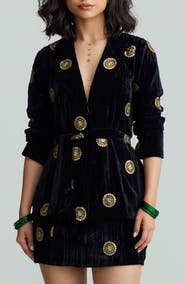 holiCHIC Nala Embroidered Velvet Blazer