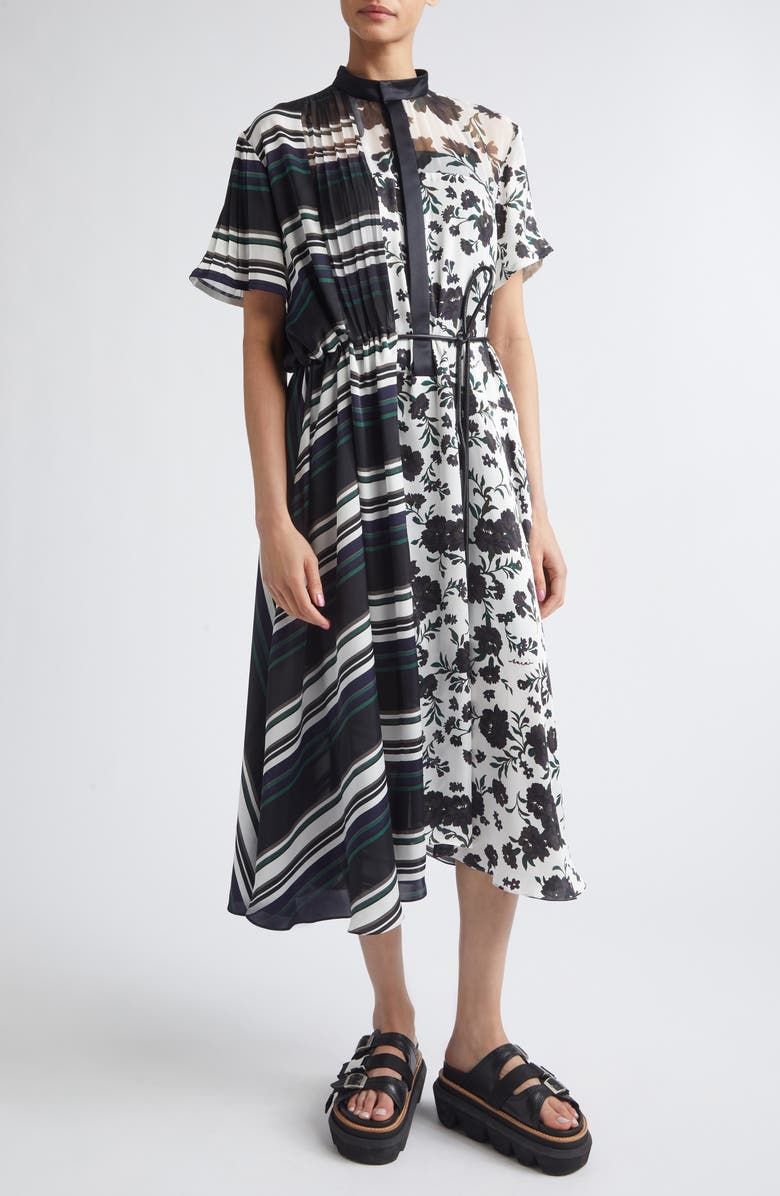 Sacai Pattern Mix Dress, Main, color, White Multi