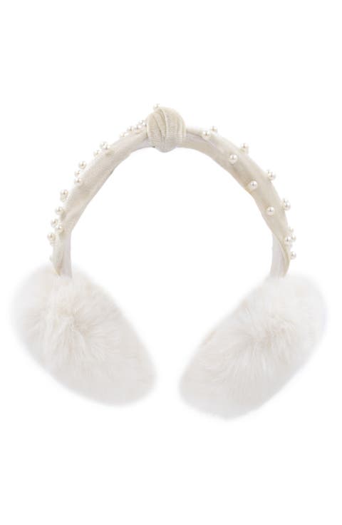 Pearl Knot Faux Fur Earmuffs
