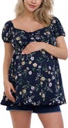 MOTHERHOOD MATERNITY Off the Shoulder Short Sleeve Babydoll Maternity Top
