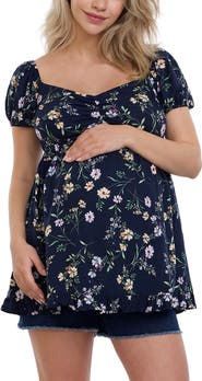 MOTHERHOOD MATERNITY Off the Shoulder Short Sleeve Babydoll Maternity Top