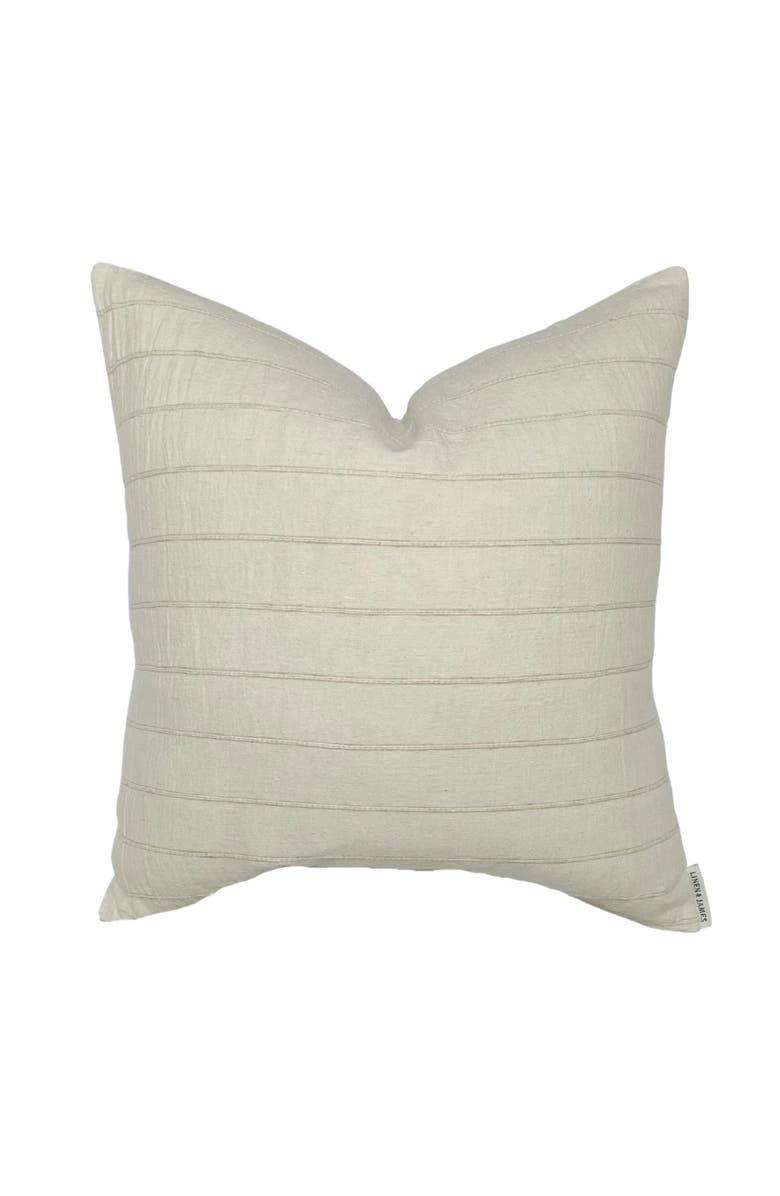 Linen & James Sophia Cream Stripe Pillow Cover, Main, color, 