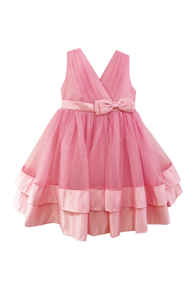 Kids' Satin Border Tiered Sleeveless Dress, Main, color, LIGHT/ PASTEL PINK