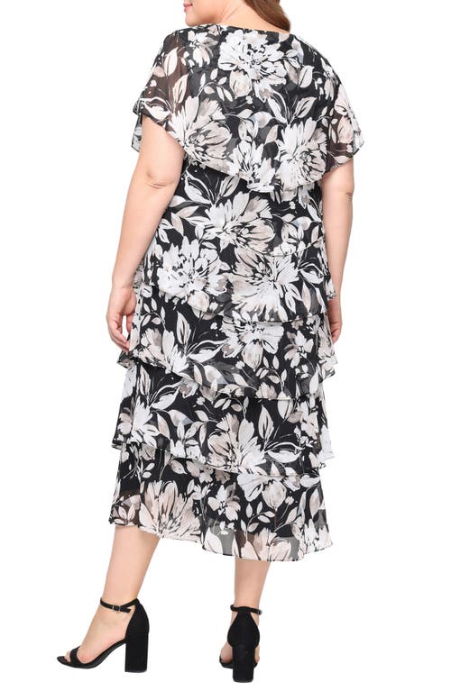 Sl Fashions Floral Tiered Midi Dress