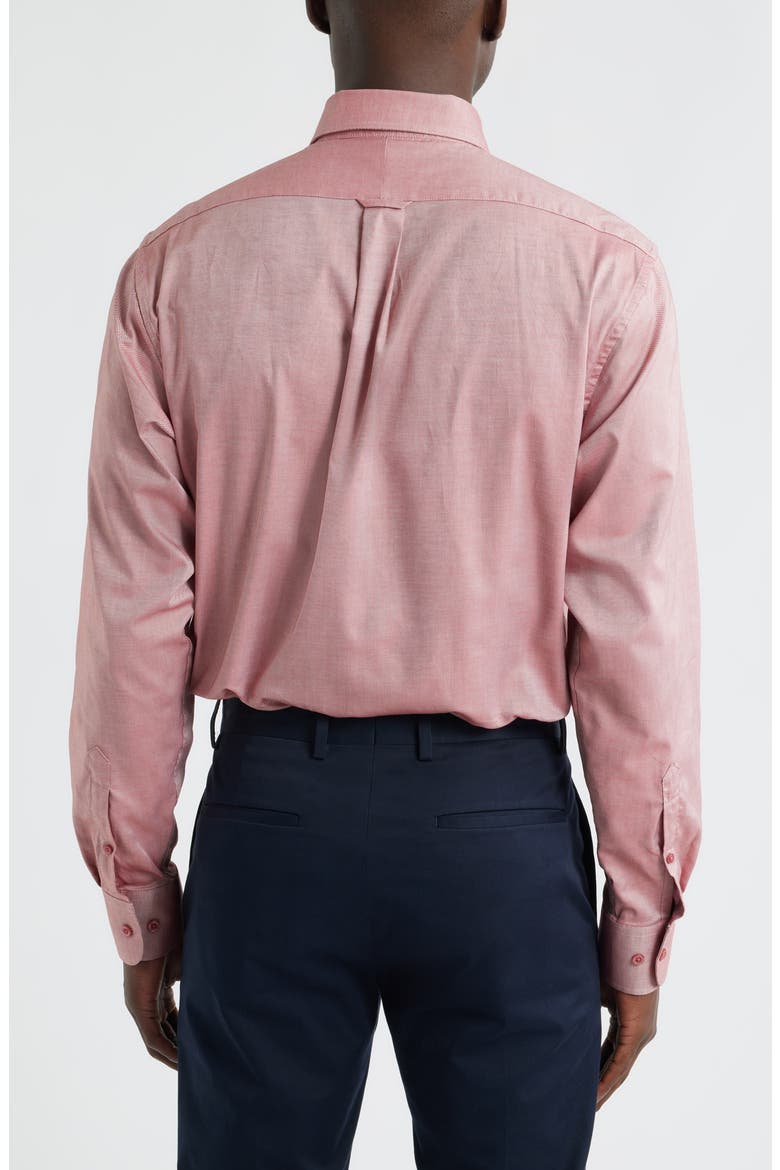 Regular Fit Red Cotton Button-Down Oxford Shirt, Alternate, color, RED