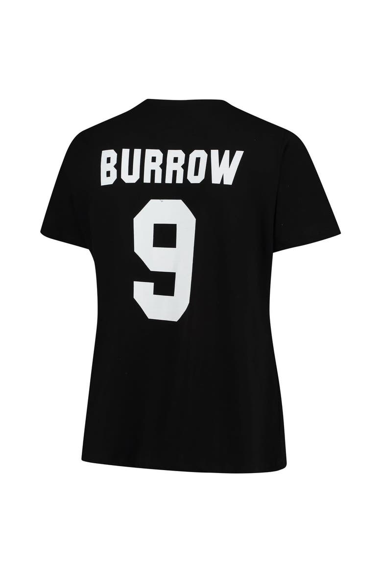 Women's Joe Burrow Black Cincinnati Bengals Plus Size Fair Catch Name & Number V-Neck T-Shirt, Alternate, color, Black