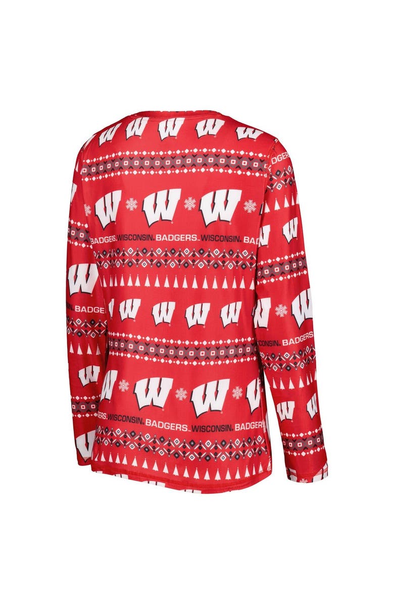 CONCEPTS SPORT Women's Concepts Sport Red Wisconsin Badgers Flurry Ugly Sweater Long Sleeve T-Shirt & Pants Sleep Set, Alternate, color, 
