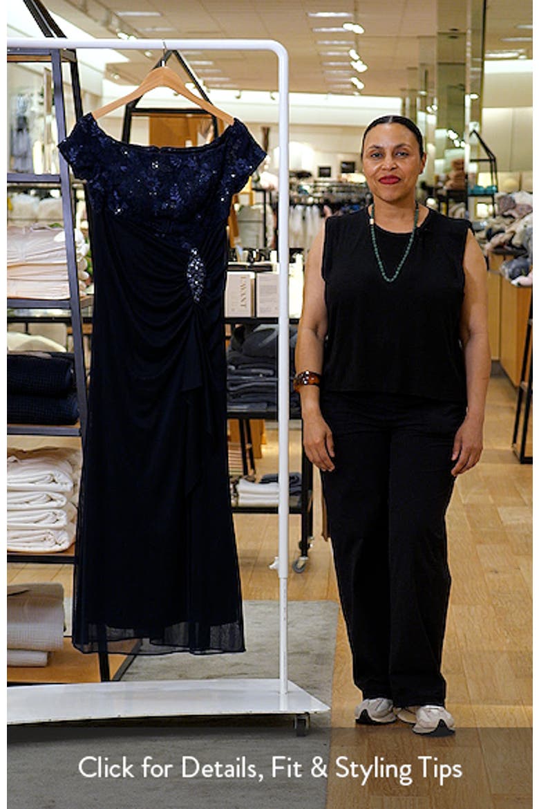 Embroidered Lace Off the Shoulder Gown video