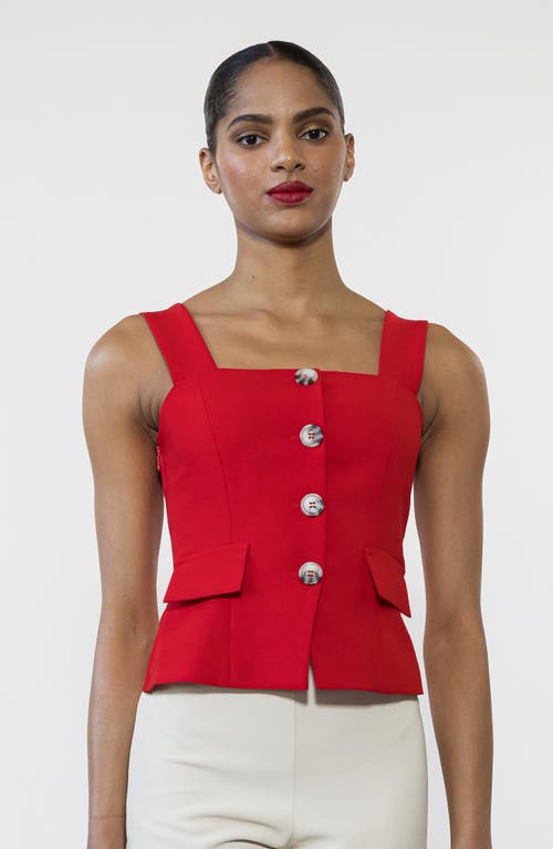 Alexia Admor Poelne Button Front Vest Top In Red