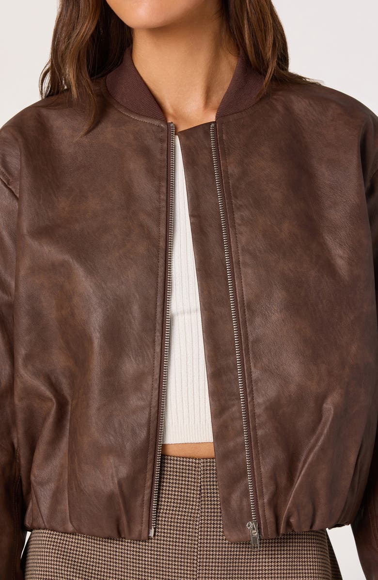 ASTR the Label Faux Leather Bomber Jacket, Alternate, color, Brown