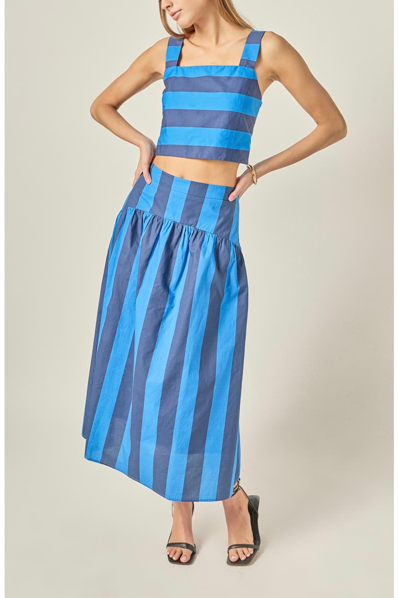 Striped Cotton Crop Top, Alternate, color, CORNFLOWER/ NAVY BLUE
