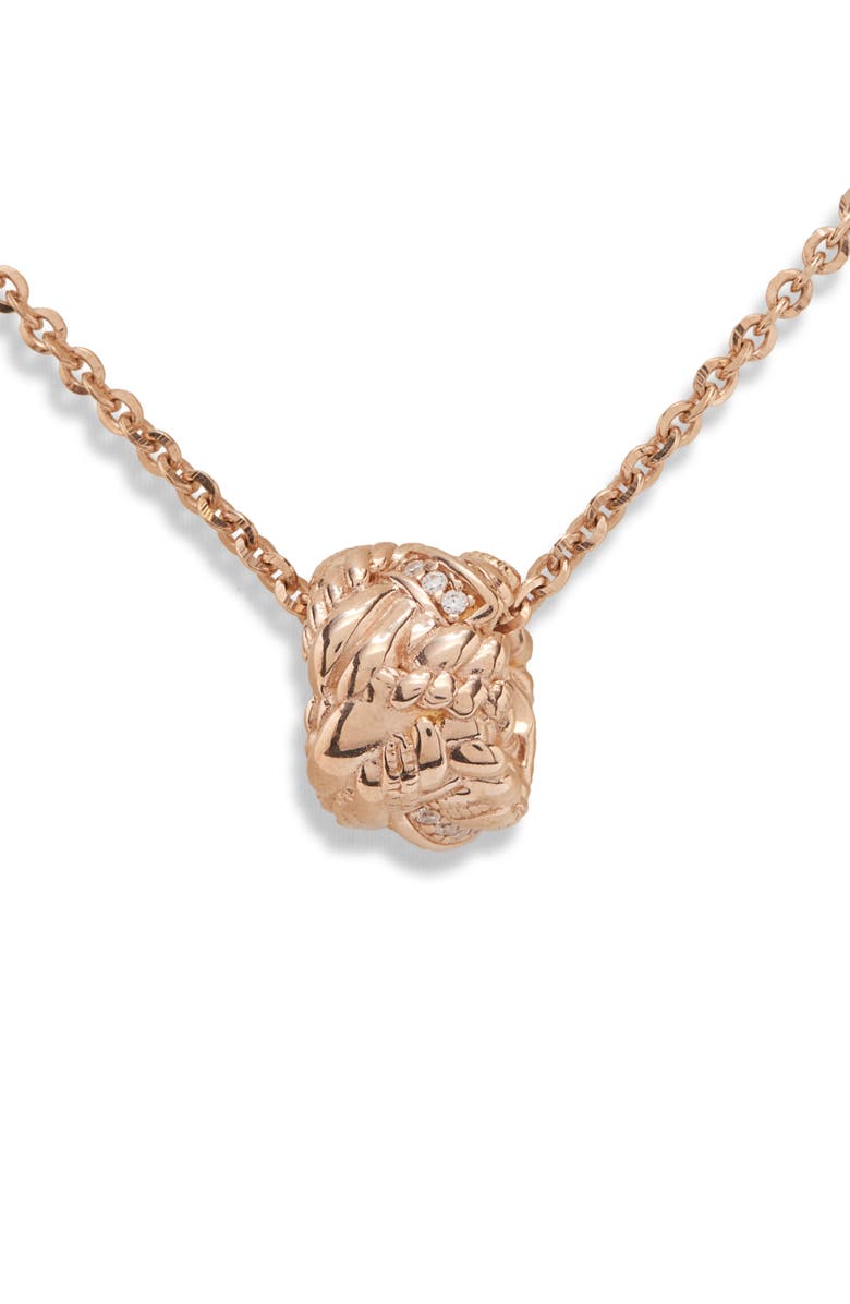 Bottega Veneta Knot Pendant Necklace, Alternate, color, Rose Gold Bianco