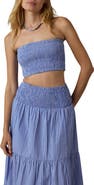 Faherty Coastal Organic Cotton Poplin Smocked Strapless Top