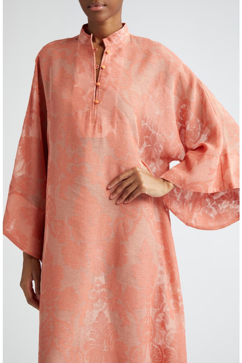 Damask Cover-Up Caftan, Alternate, color, ORANGE