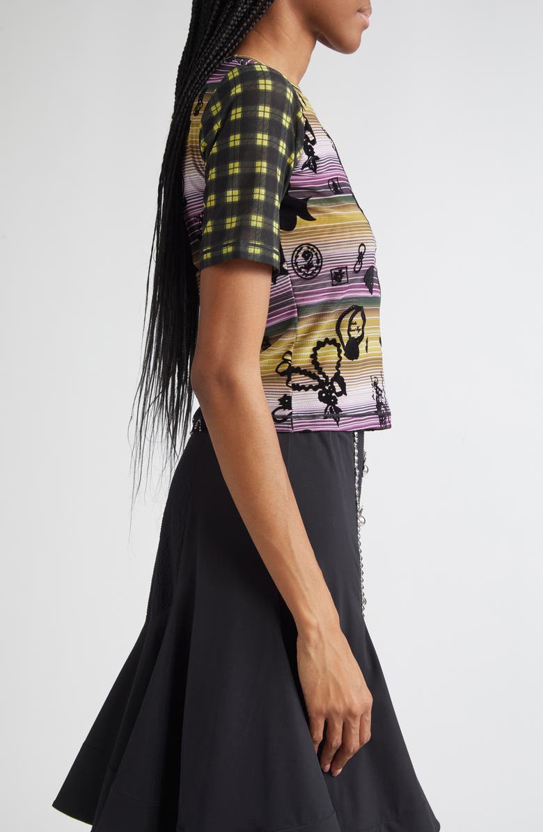 Chopova Lowena Duke Flocked Mesh Top, Alternate, color, 