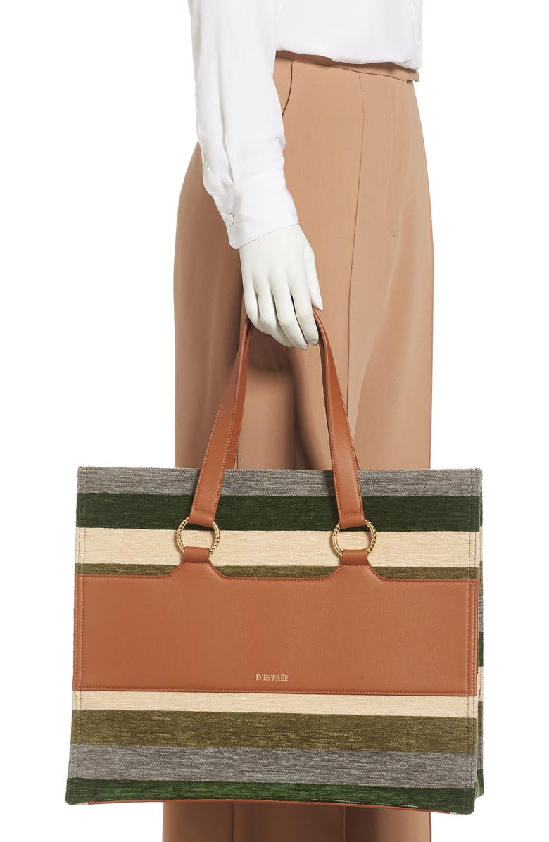 DESTREE D’ESTRËE Sol Stripe Chenille & Leather Tote, Alternate, color,