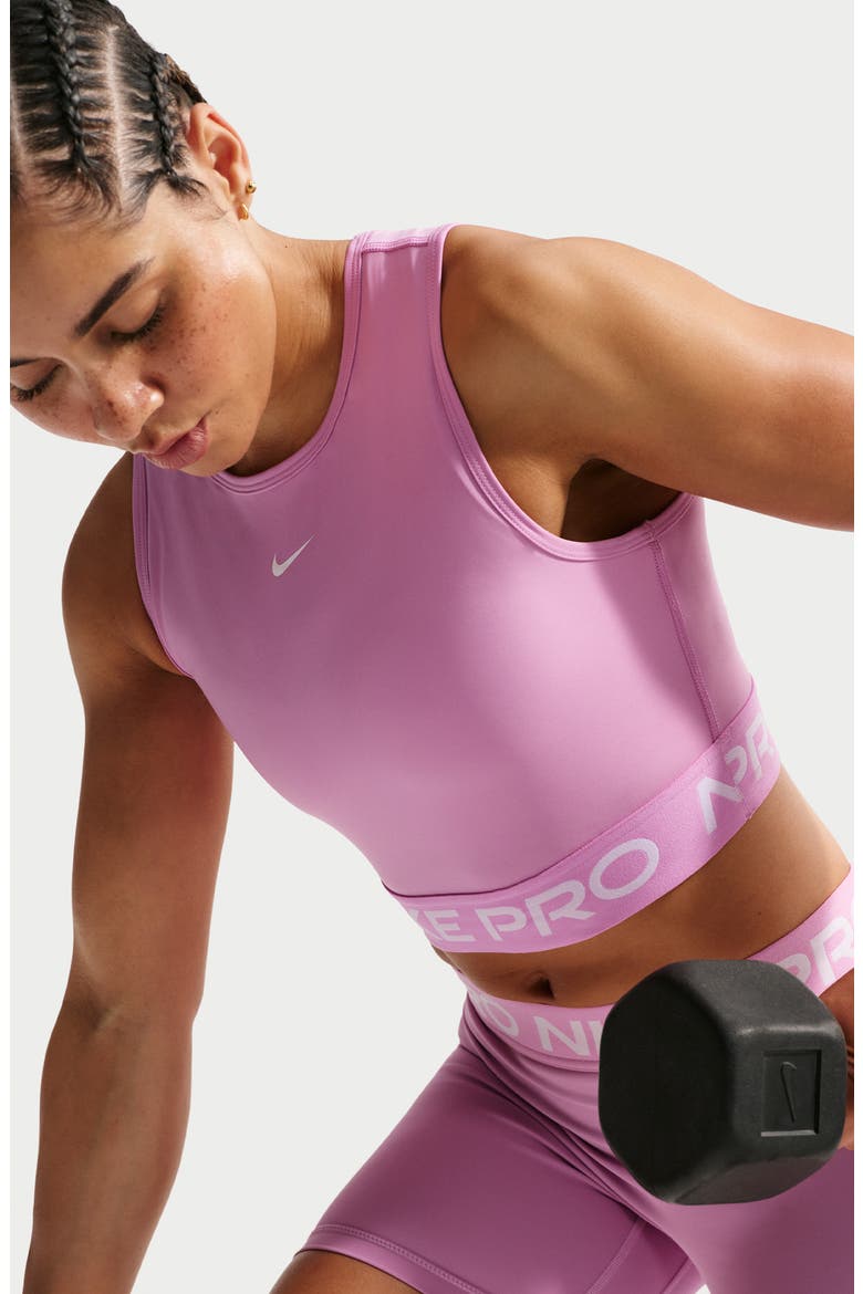 Pro Dri-FIT Crop Tank Top, Alternate, color, LIGHT MAGENTA/ WHITE