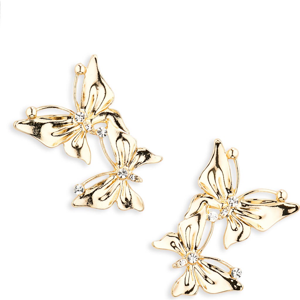 Tasha Crystal Double Butterfly Drop Earrings