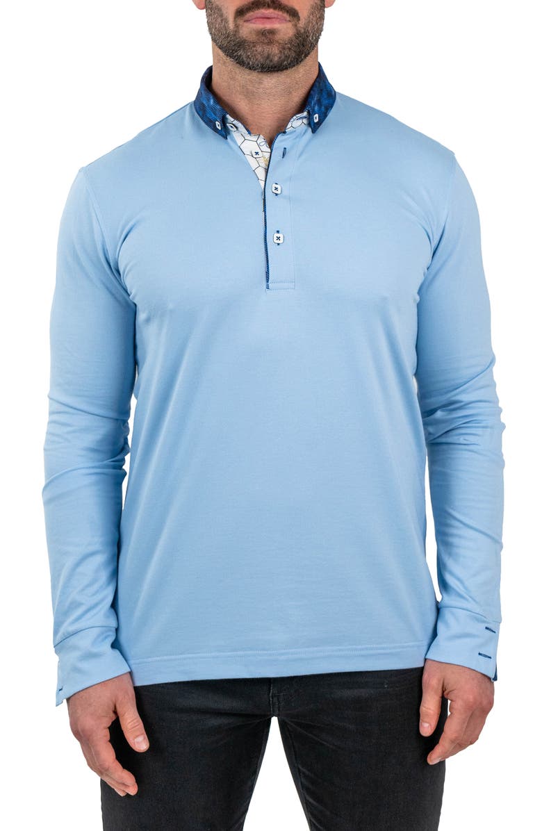 Maceoo Newton Solid Long Sleeve Button-Down Polo Polo, Main, color, 