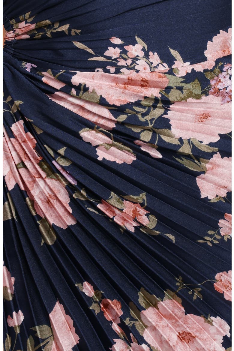 Kleo Pleated One-Shoulder Maxi Dress, Alternate, color, NAVY FLORAL