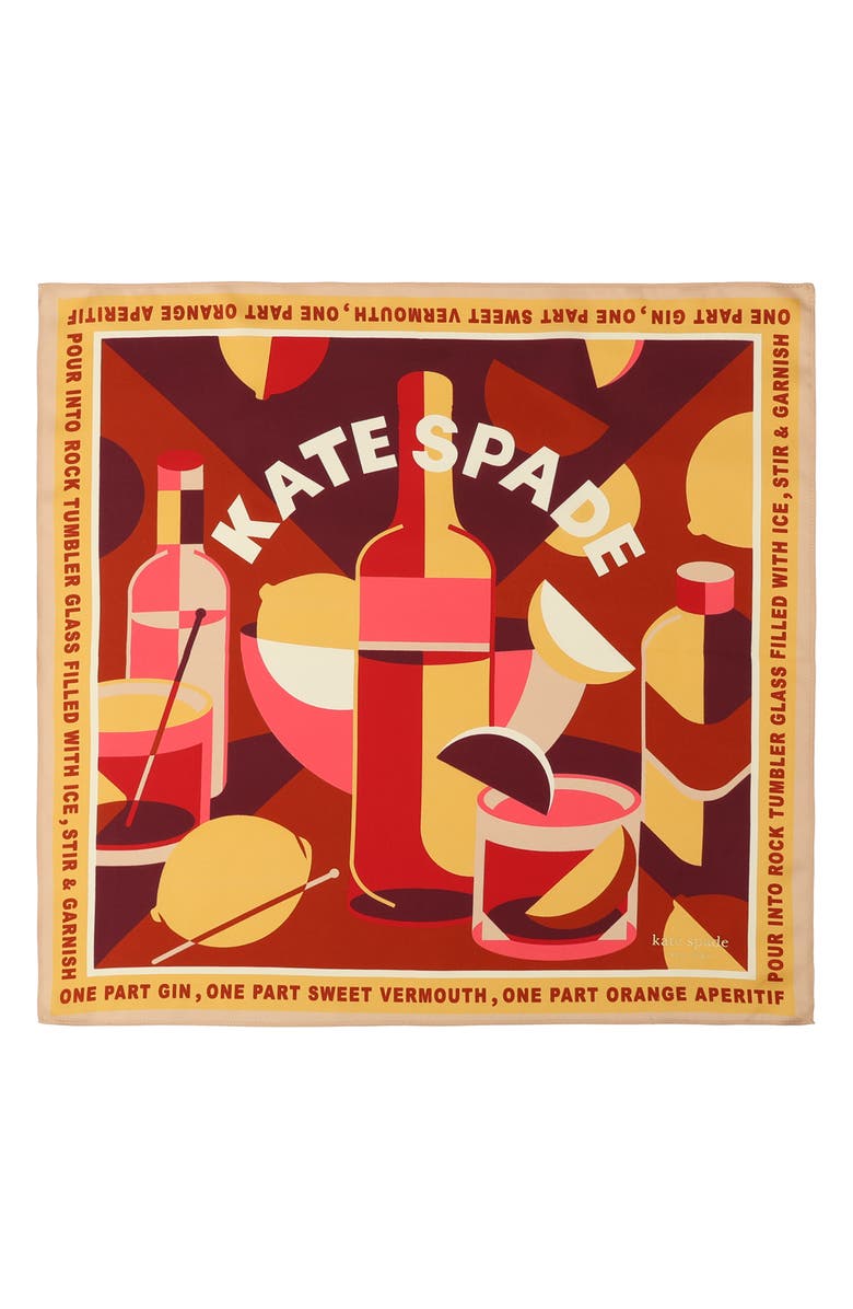 Kate Spade New York italian bitter silk bandana, Alternate, color, Brown Multi