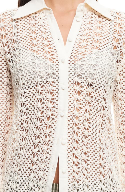 Lioness Unveiling Floral Lace Button-up Shirt In Cream