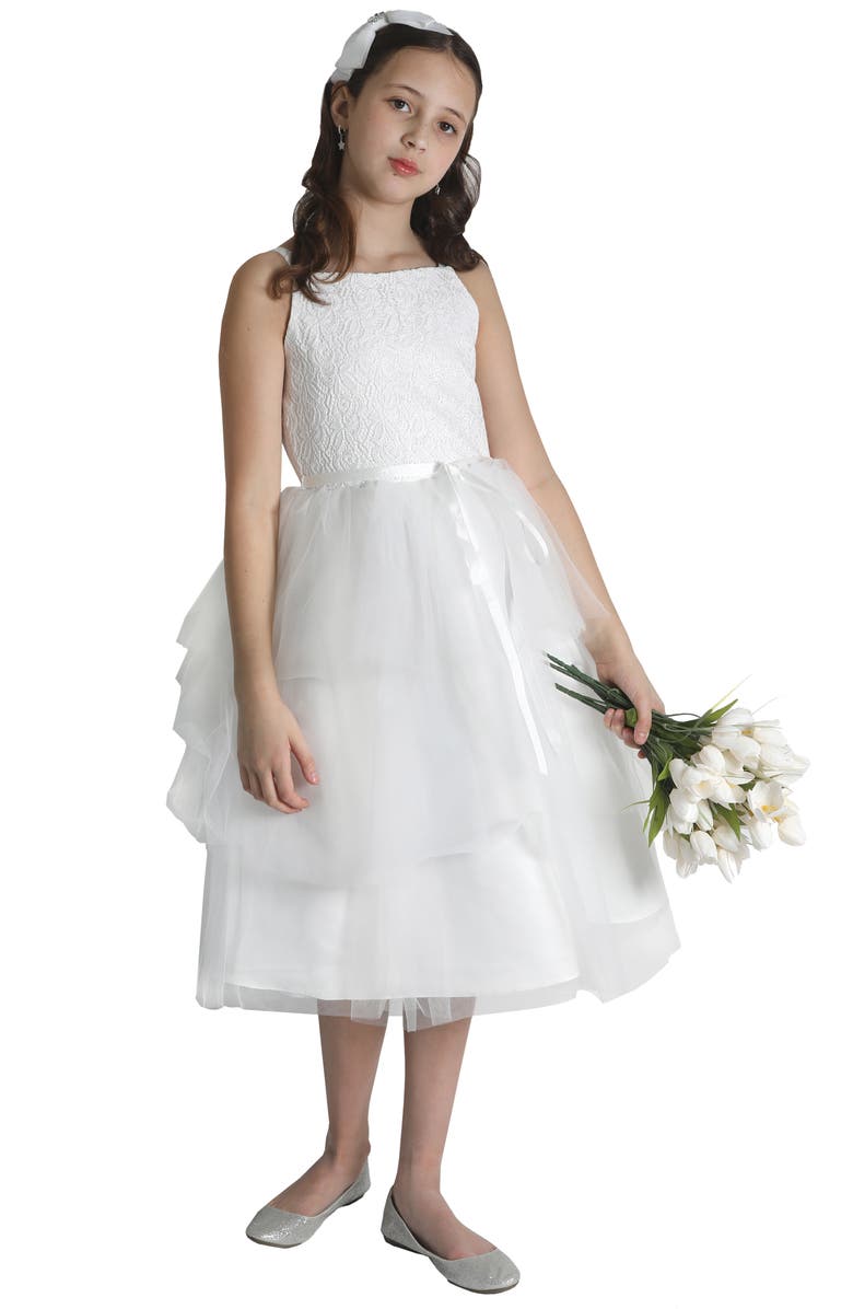Us Angels Kids' First Communion Sleeveless Lace & Tulle Dress, Main, color, 