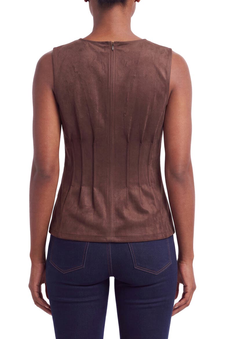 Pintuck Faux Suede Top, Alternate, color, COCOA DUST