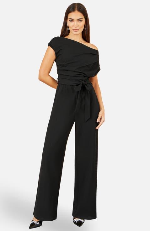 Asymmetric Ruched Stretch Jumpsuit
