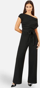 Yumi Asymmetric Ruched Stretch Jumpsuit