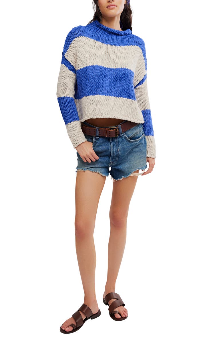 Free People Rugby Stripe Sweater, Alternate, color, Blue