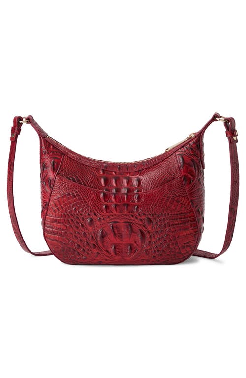 Brahmin Corinne Croc Embossed Leather Crossbody In Red