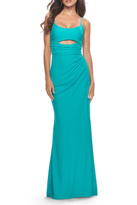 Cut Out Soft Jersey Dress with Lace Up Back